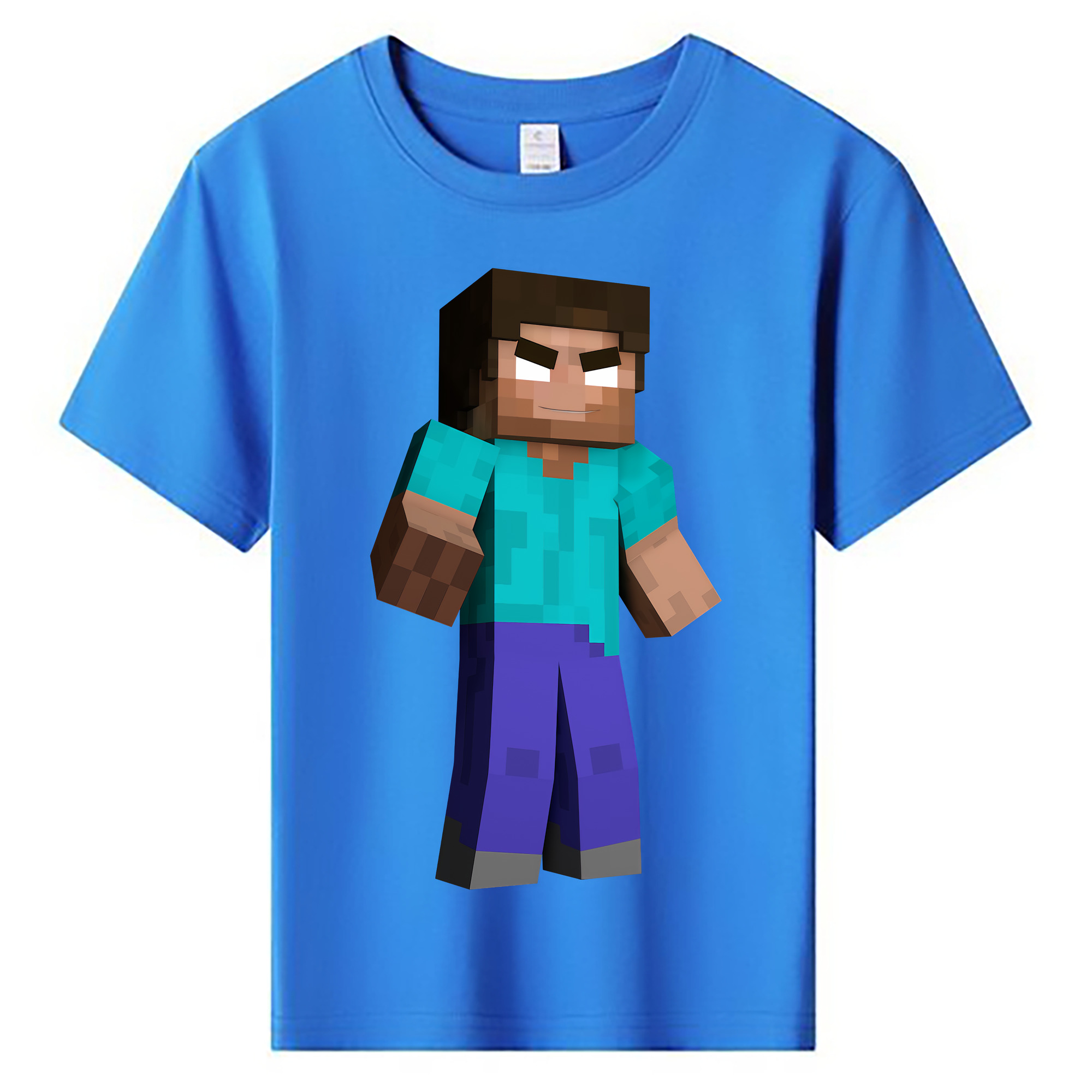 （画像用） マインクラフト ブロックの世界 Minecraft MC Block world 綿100％キッズTシャツ（フロントプリント）